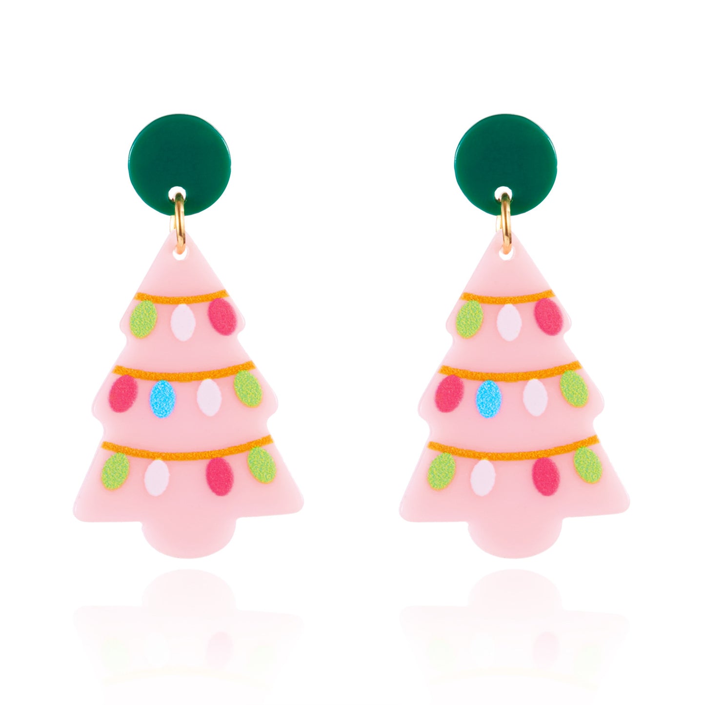 Orecchini a perno in acrilico per Natale, dolci e audaci, con fantasia di bastoncino di zucchero, omino di pan di zenzero e albero di Natale, da donna
