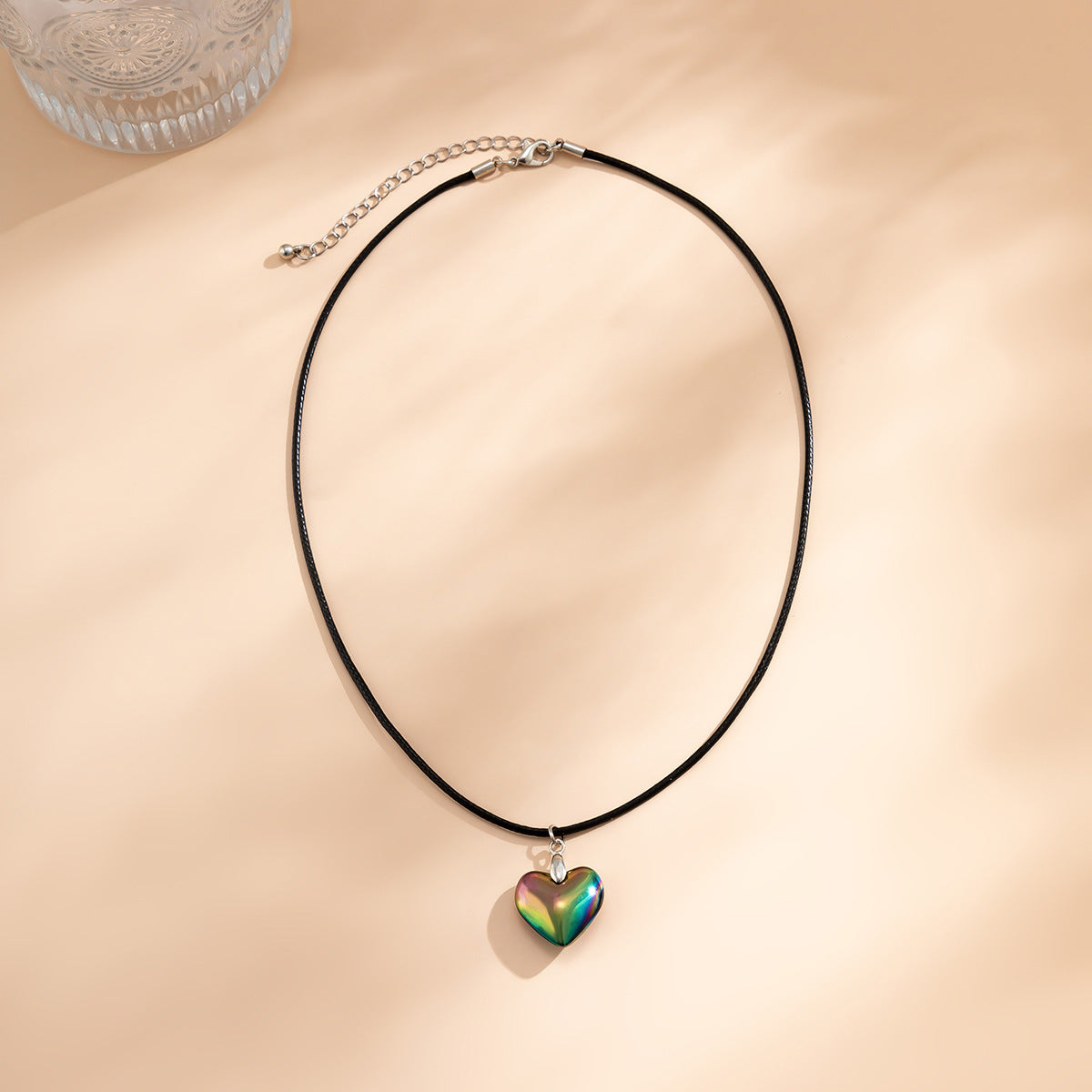 Minimalist Hip-hop Heart Alloy Pendant Plated Leather Box Chain Necklace for Women