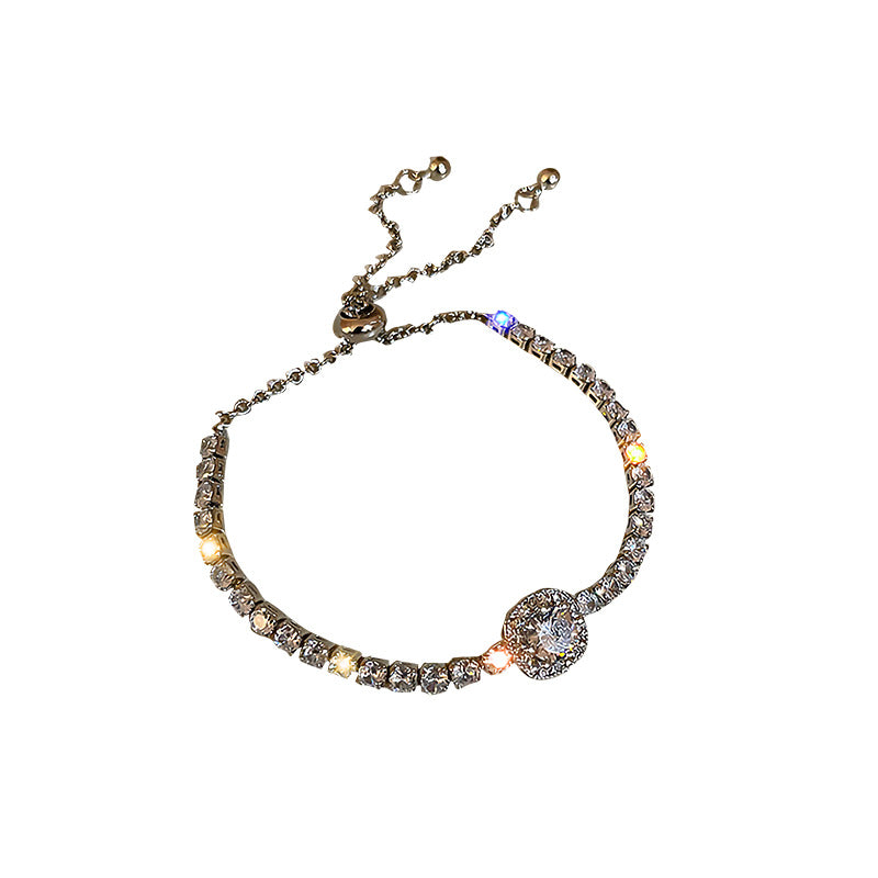 Minimalist Luxury Square Geometric Alloy Bracelet with Cubic Zirconia for Women