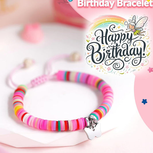 Sweet Cartoon Butterfly Heart Resin Handmade Woven Bracelet for Kids