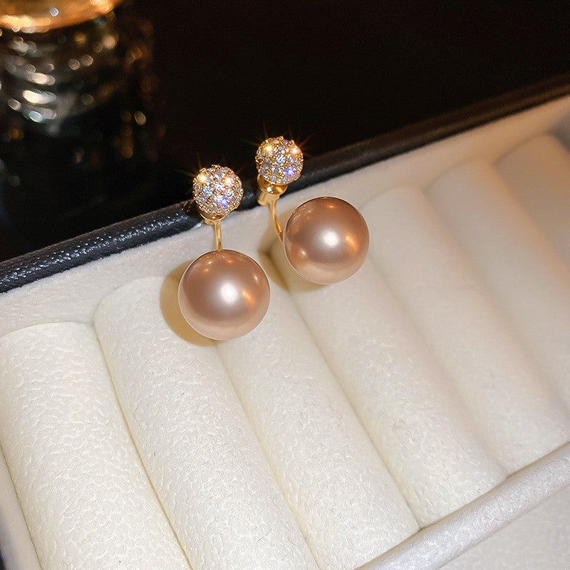 Orecchini a perno con perle stile vintage francese elegante con perni in acciaio placcato per donna, uso quotidiano, design rotondo geometrico minimalista, look di lusso