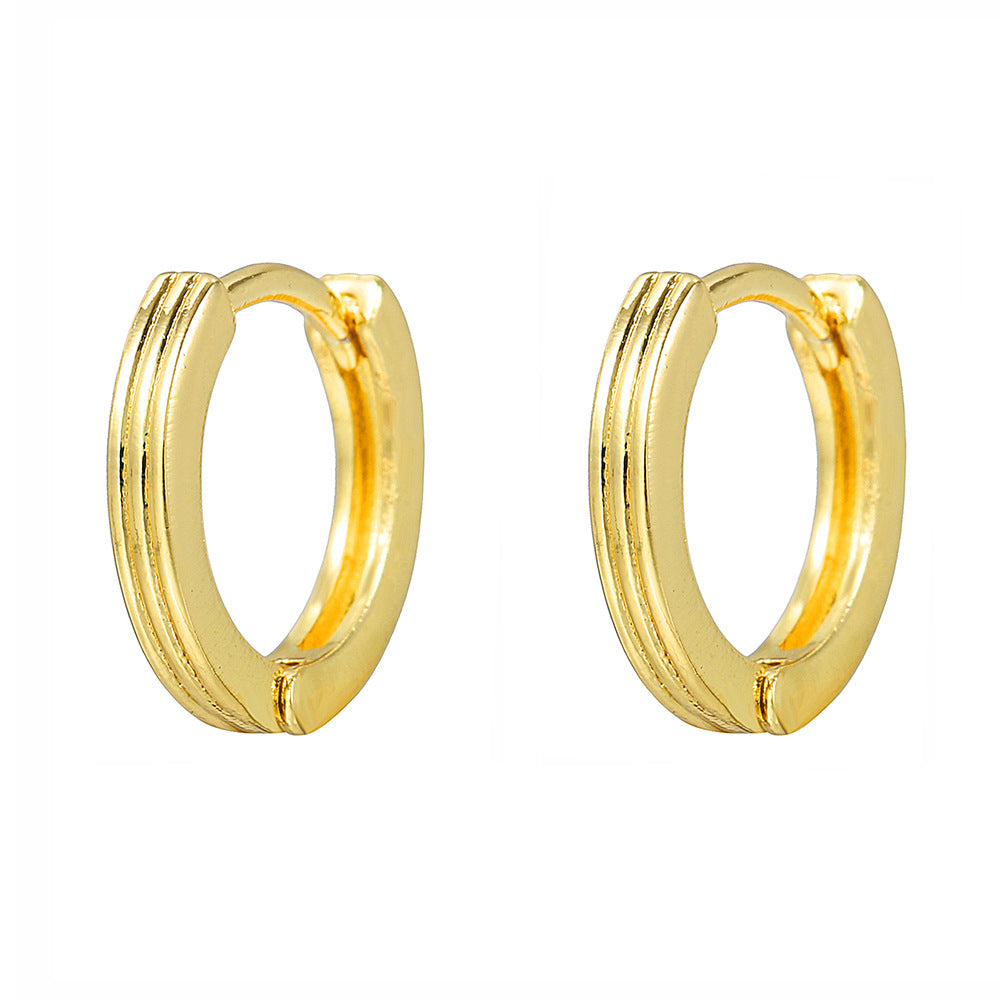 Gold Plated Brass Micro-Set Cubic Zirconia Geometric Leaf Cross Heart Round Hoop Earrings for Women