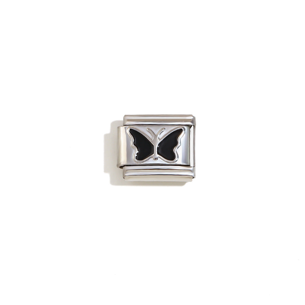 Elegant 18K Gold Plated Drip Oil Square Stainless Steel Charm Bar for Women