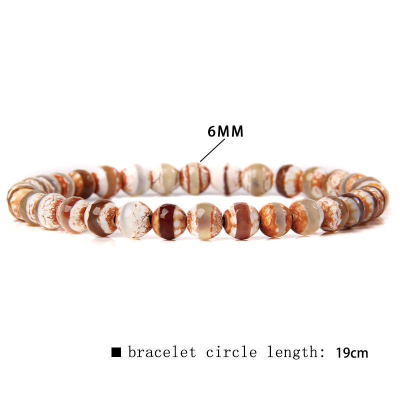 Elegant Casual Geometric Natural Agate Beaded Bracelet Unisex 6mm