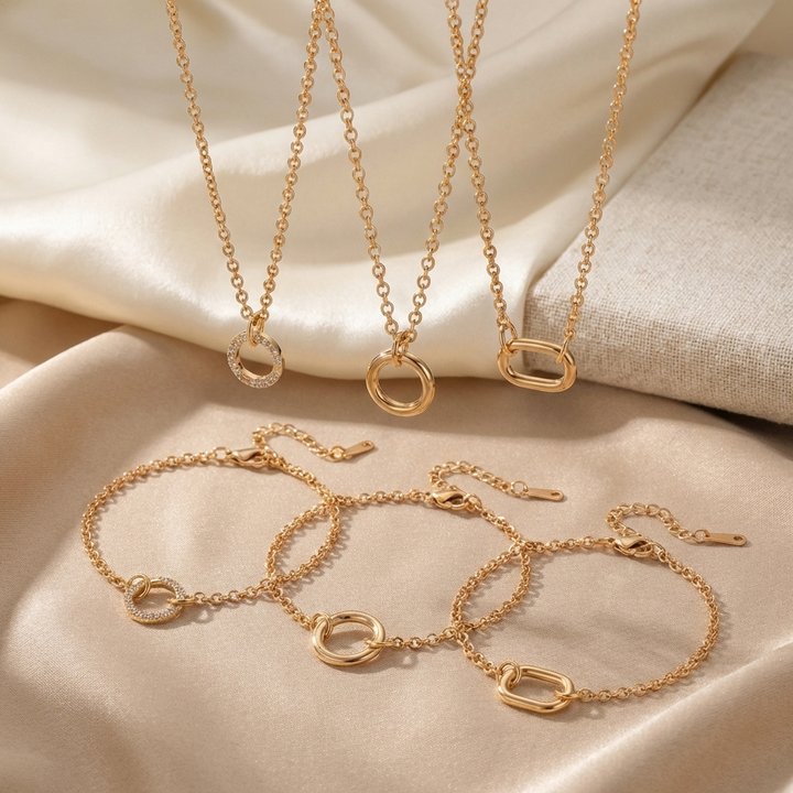 Vintage 18K Gold Plated Brass Corn Chain Necklace with Round Oval Heart Geometric CZ Pendant Charm Bar
