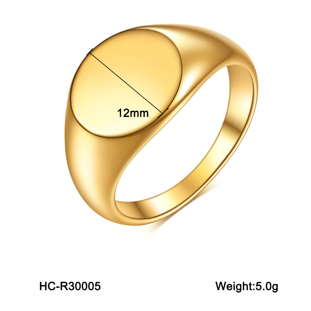 Anello minimalista in acciaio al titanio lucido da donna con fascia geometrica quadrata e rotonda Incisione personalizzata disponibile