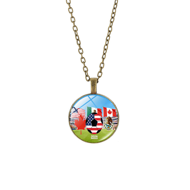 Vintage Sporty Geometric Alloy Pendant Necklace with Crystal Charm for Unisex