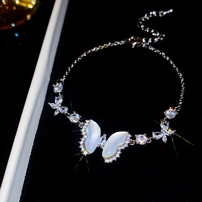Luxury Elegant Geometric Floral Cubic Zirconia Inlay Bracelet for Women