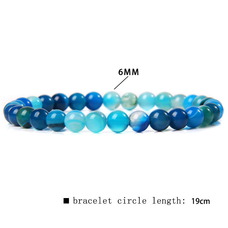 Elegant Casual Geometric Natural Agate Beaded Bracelet Unisex 6mm