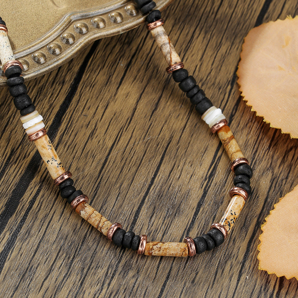 Bohemian Vintage Geometric Round Alloy Plated Men's Necklace Cable Chain