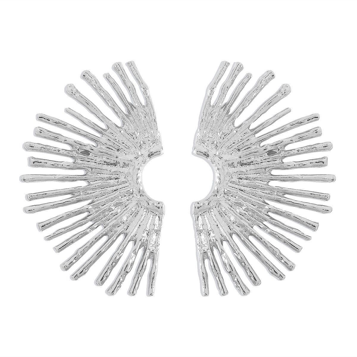 Pendientes retro chic con forma de abanico para mujer, con diseño geométrico, base de aleación, acabado galvanizado y postes de acero inoxidable