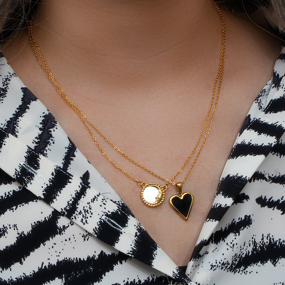 Minimalist Heart-Shaped Acrylic Pendant Necklace with Stainless Steel Chain and Electroplated Finish for Women