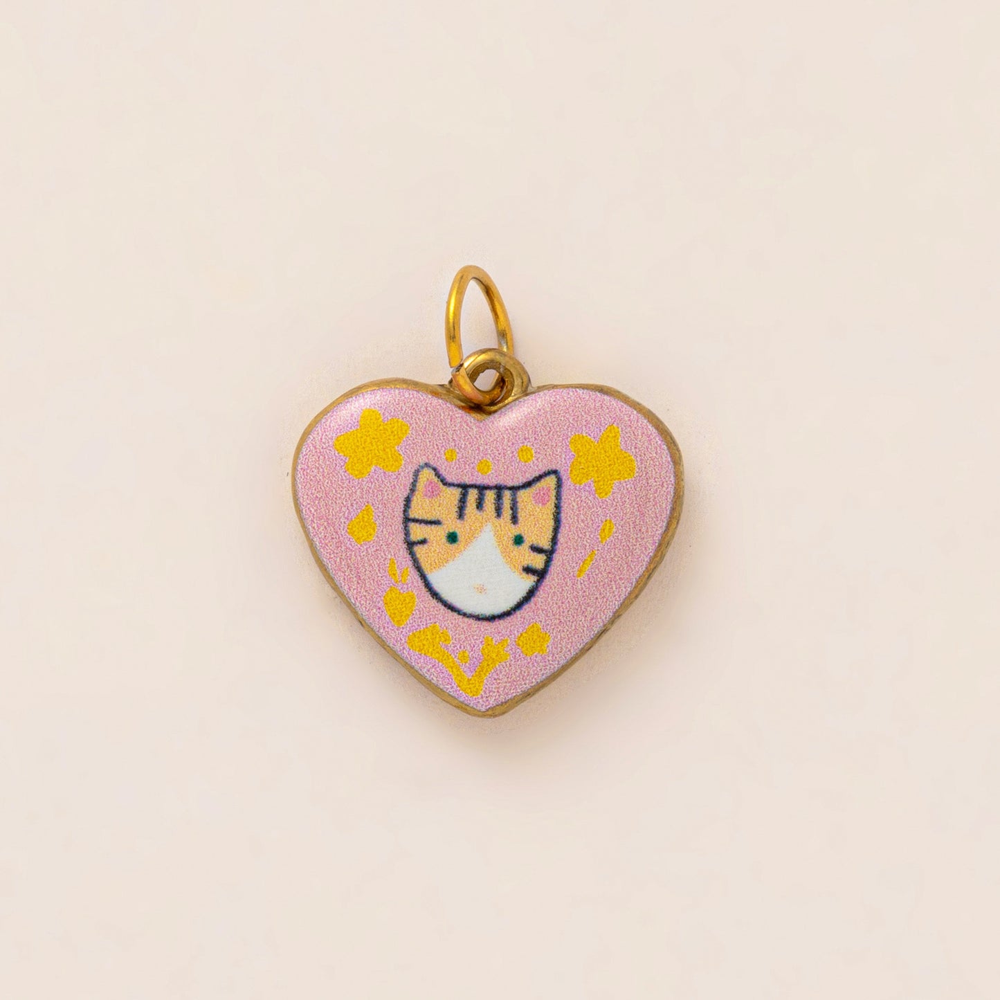 Minimalist Vintage Heart Shape 18K Gold Plated Drip Oil Brass Pendant Stainless Steel Charm Bar