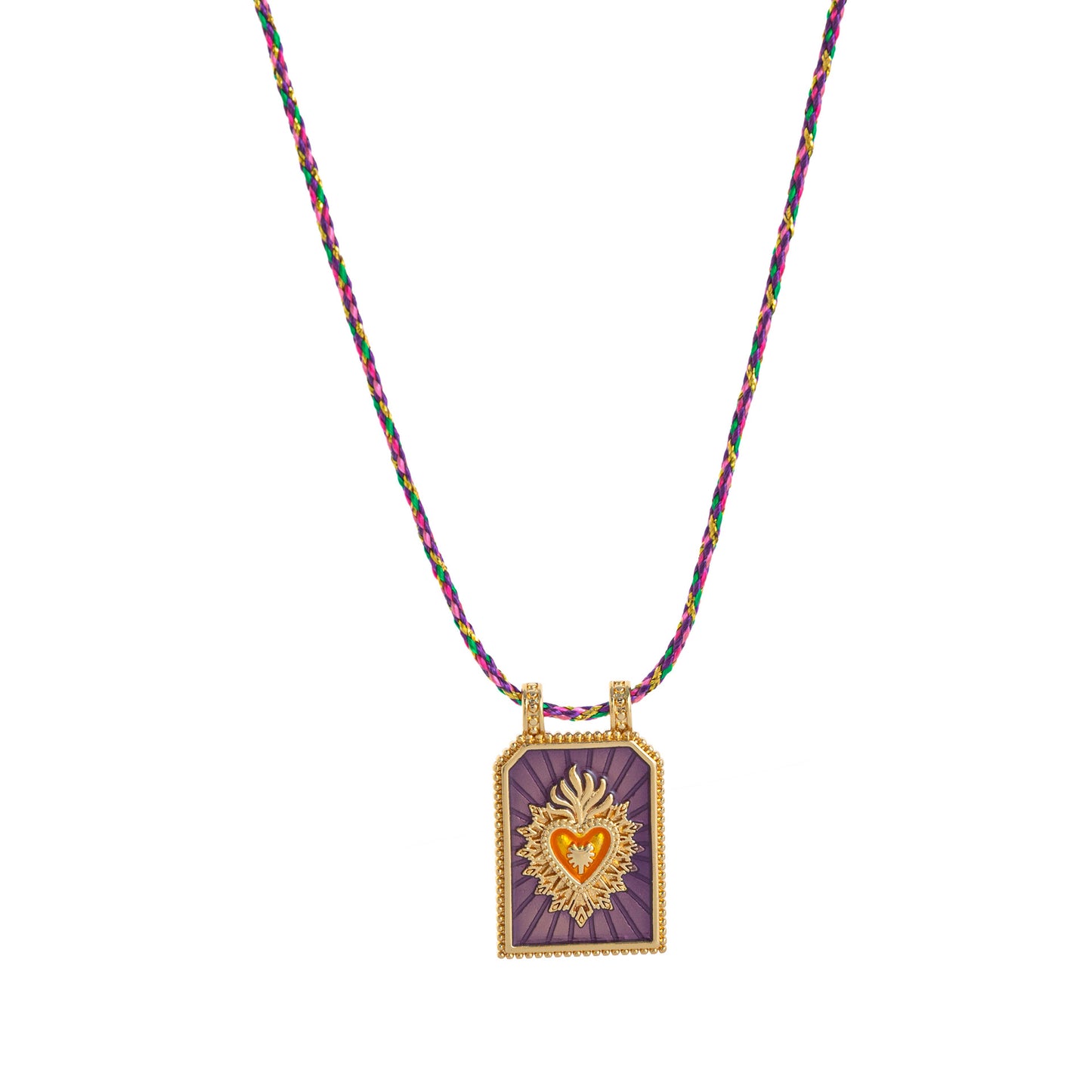 Collana pendente minimalista a forma di cuore in rame placcato oro su cordino colorato da donna
