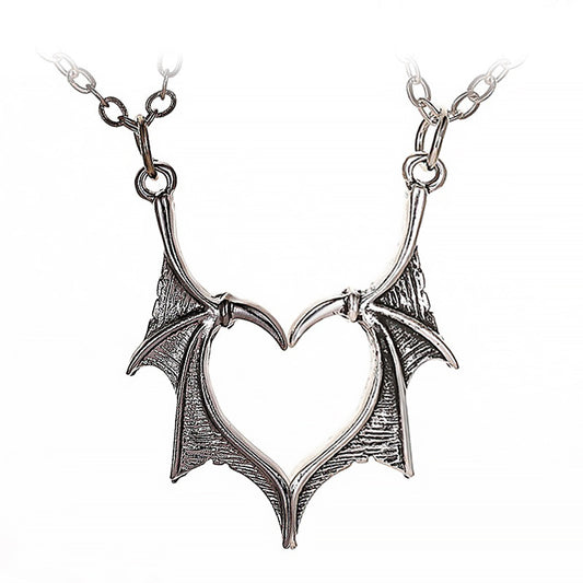 Collana con ala vintage minimalista in lega con ciondolo a cuore e catena a croce, gioielli alla moda da donna