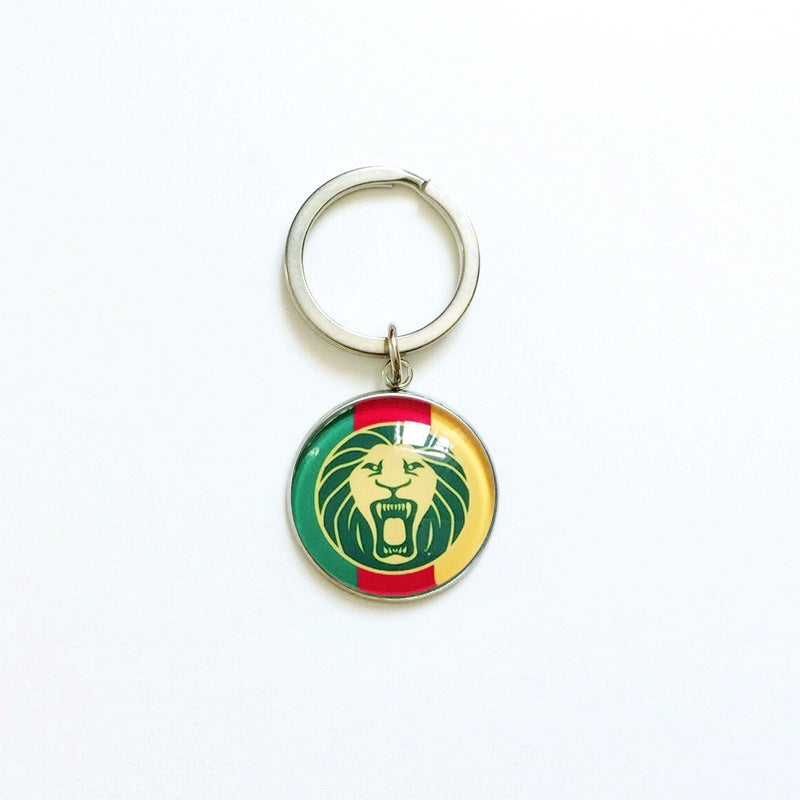 Sporty Round Stainless Steel Keychain National Football Team Souvenir Gift