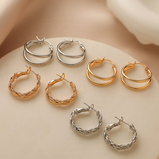 Orecchini a Cerchio Geometrici Minimalisti di Lusso per Donne Realizzati in Ottone con Placcatura in Oro 18K e Design Irregolare