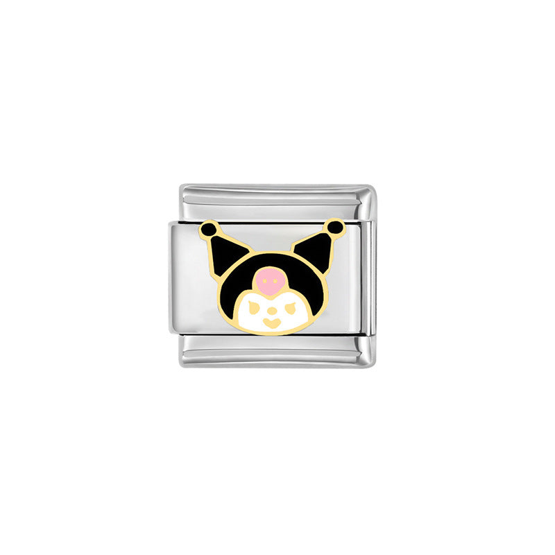 Elegant Plated Stainless Steel Cartoon Charm Bar Bracelet Unisex Fashion Jewelry