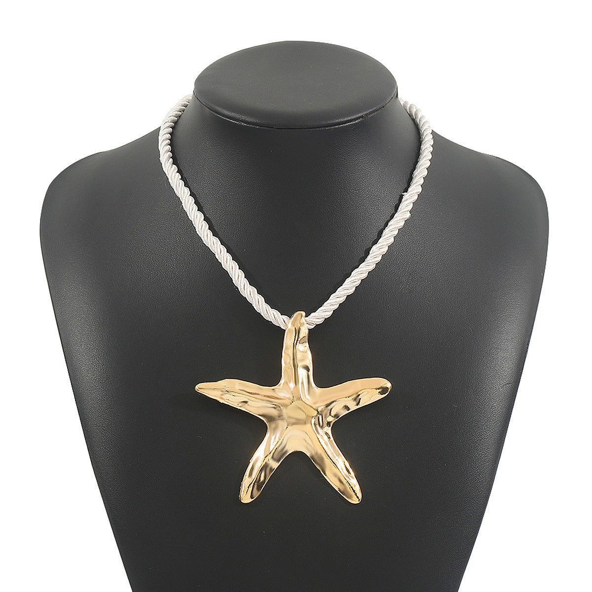 Collar con colgante de estrella de mar geométrico informal para mujer, cadena de aleación con cierre y acabado chapado