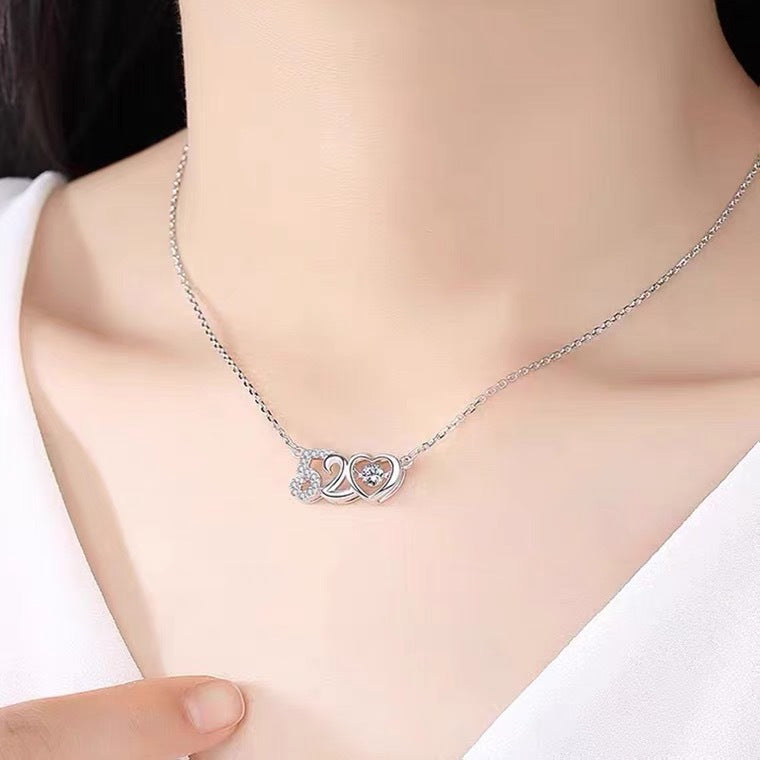 Cute and Playful Letter-Number Design Titanium Steel Necklace with Gold Plating for Women