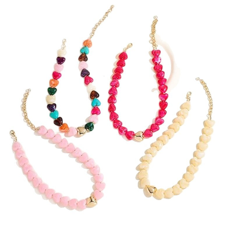 Casual Heart Acrylic Pendant Necklace for Women