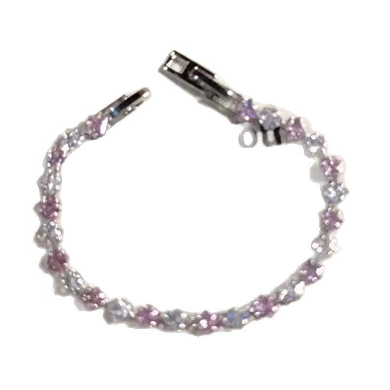 Luxury Fashion Rhinestone Hexagram Diamond Shape Bracelet for Women with Snap Clasp