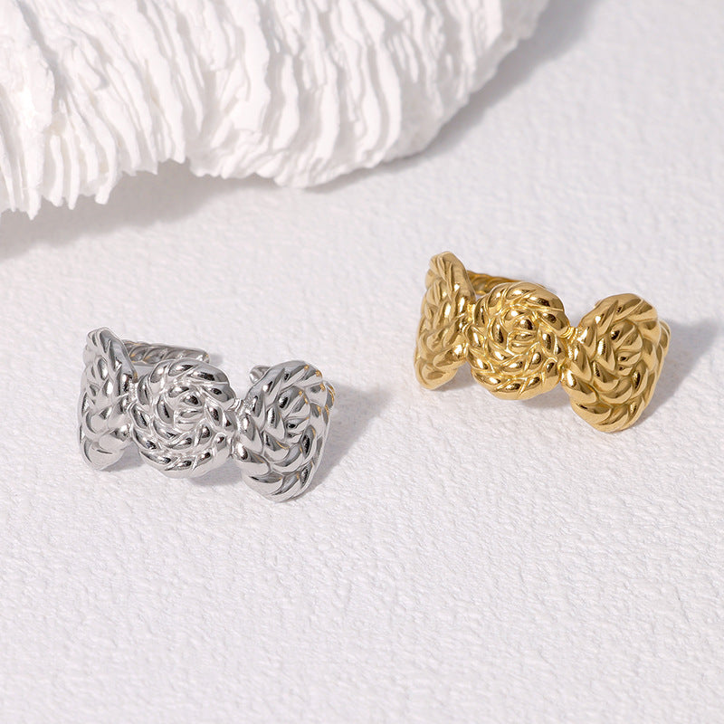 Anello aperto a fiore geometrico minimalista in acciaio inossidabile placcato oro 18 carati, gioielli da donna