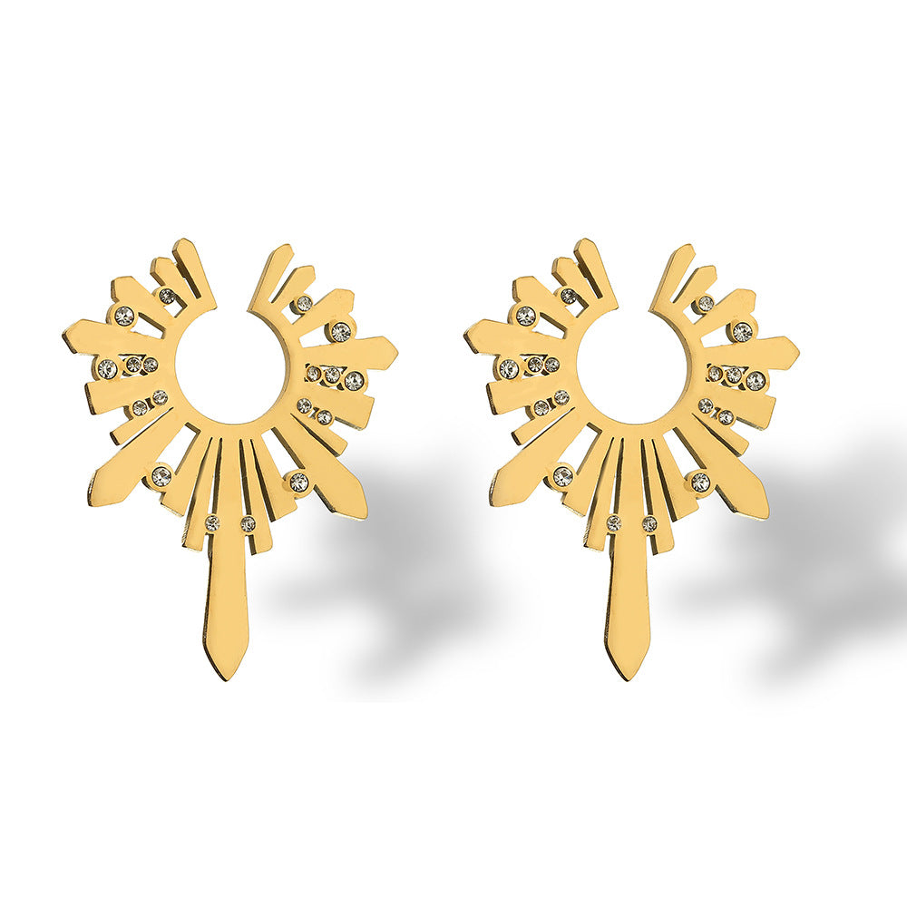 Minimalist Irregular Geometric Titanium Steel Earrings for Women with Luxury Aesthetic and Fashion-Forward Design
