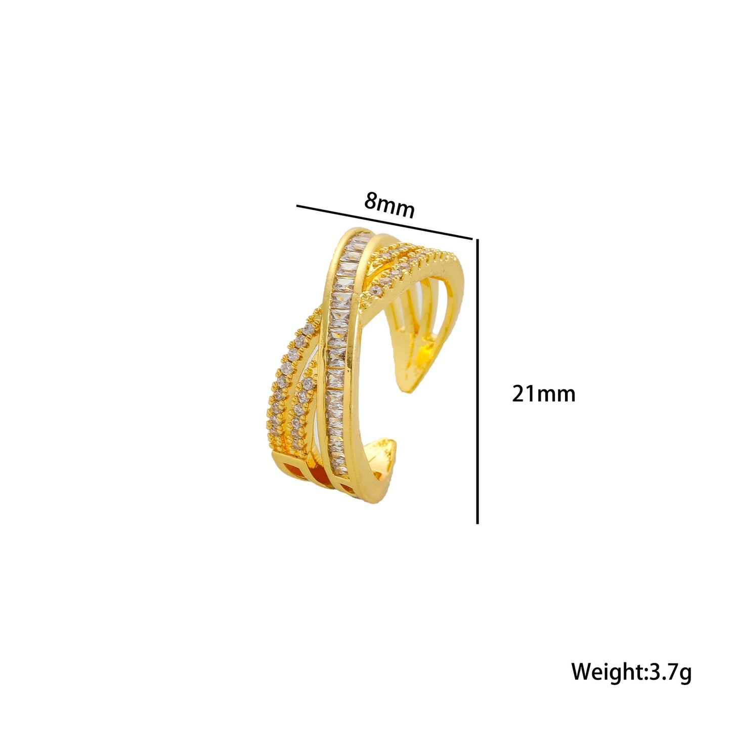 Anello da donna minimalista geometrico in acciaio al titanio con placcatura sotto vuoto, fascia aperta regolabile