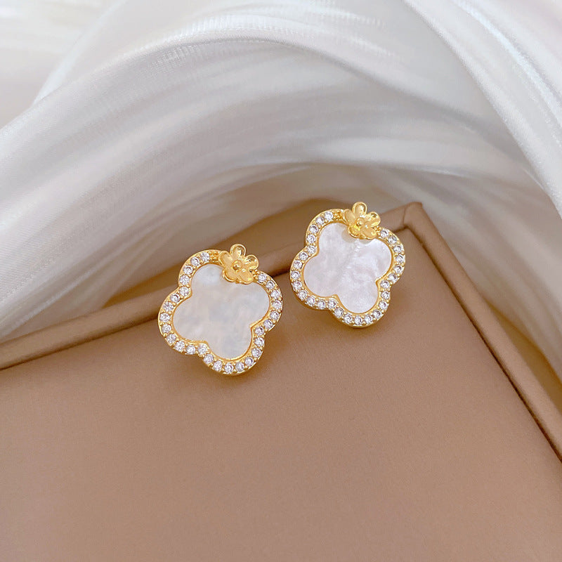 Set di collana e orecchini di lusso in acciaio al titanio geometrico con strass per donna