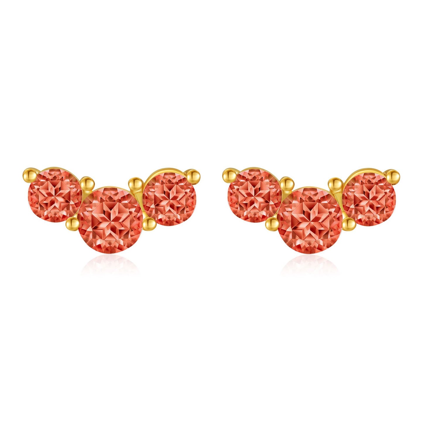 Orecchini a perno con pietra portafortuna geometrica in stile Fashion-Commuter, in rame con placcatura in vero oro e perni in argento sterling S925, da donna