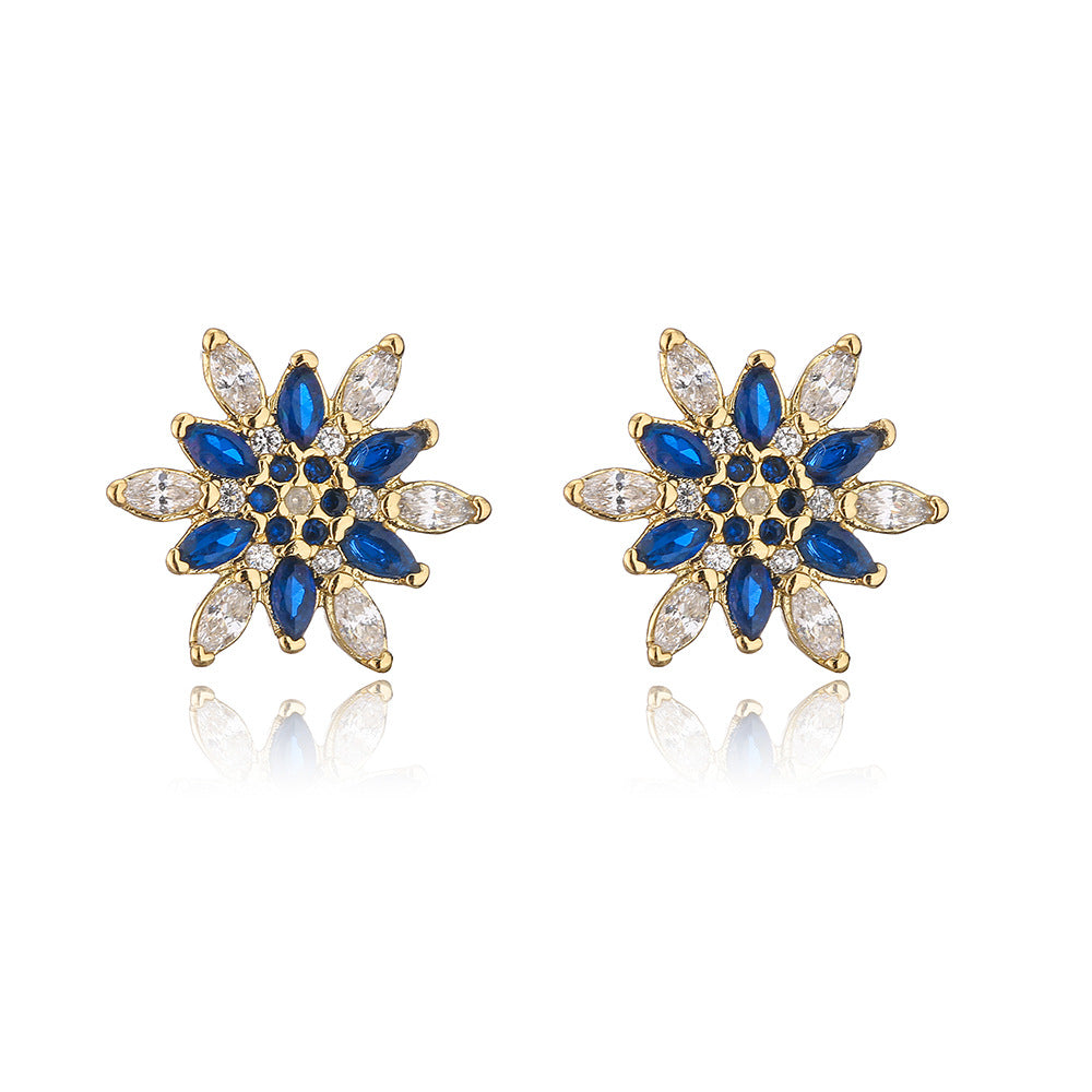 Orecchini a Perno Minimalisti Geometrici in Rame Placcato Oro 18K con Accenti di Zirconi
