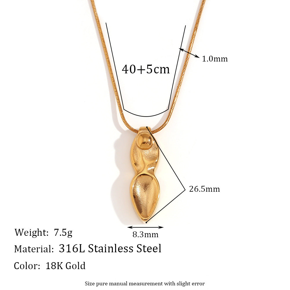 Collana con Pendente a Spada Corta Geometrica Minimalista da Donna in Acciaio Inossidabile Placcato Oro 18K