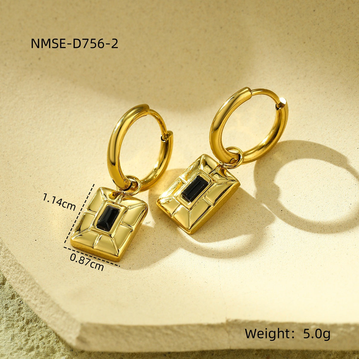 Minimalist Square Zirconia Titanium Steel Stud Earrings for Women with Plating Finish