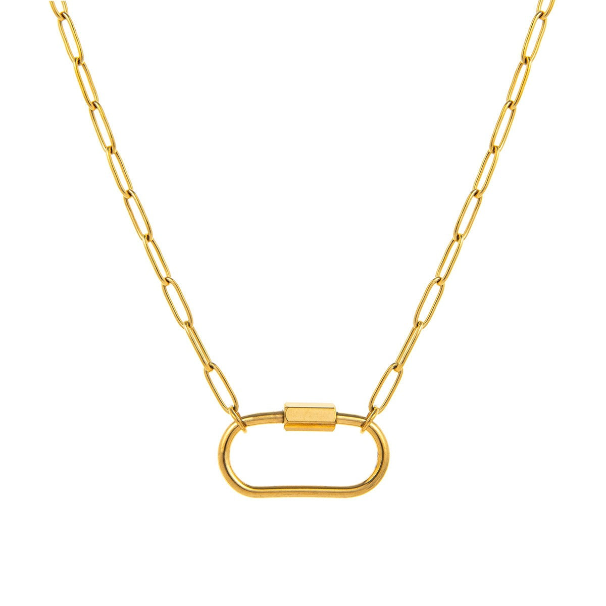 Sweet Heart Geometric Brass Plated Pendant Necklace