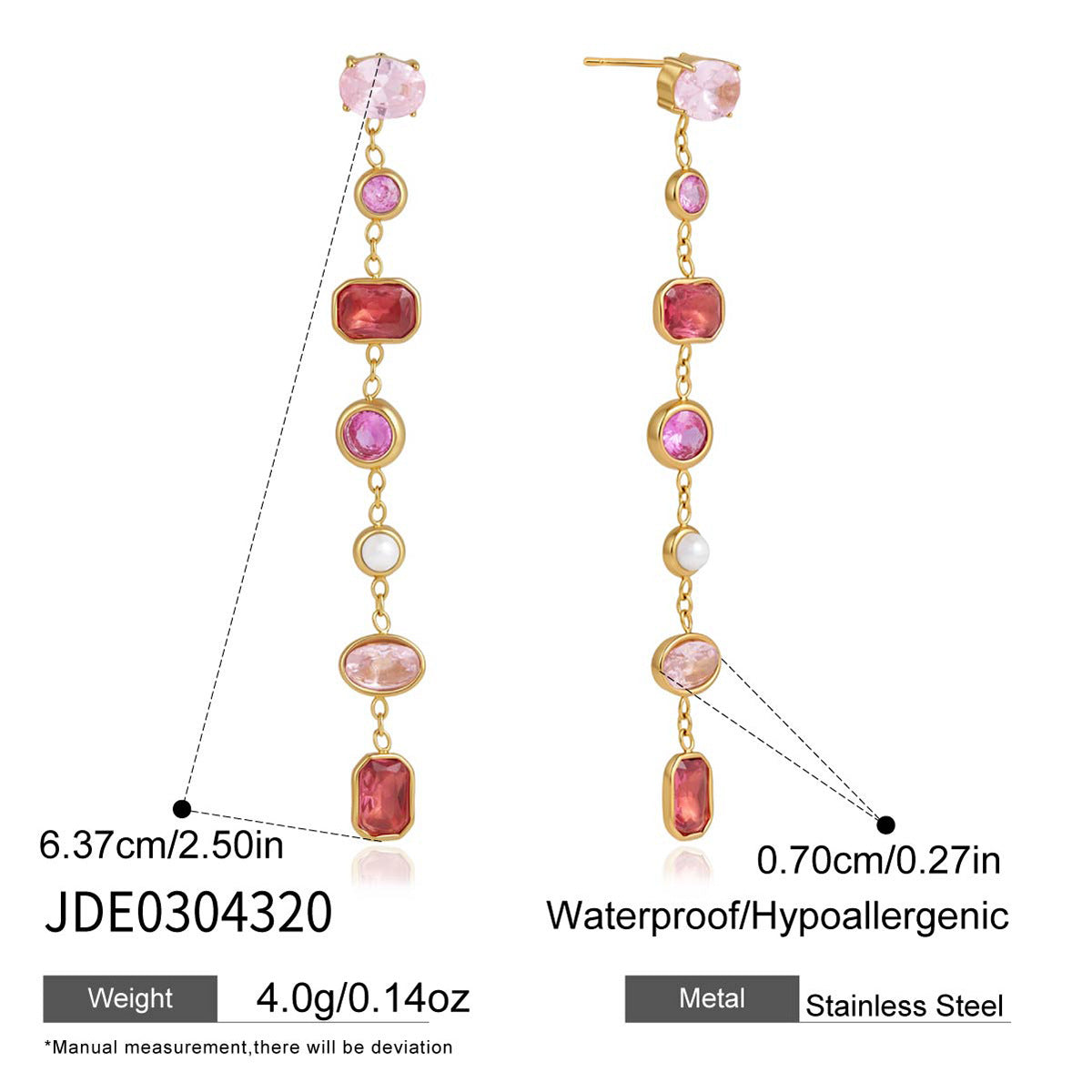 Elegant Geometric Stainless Steel Plated Cubic Zirconia Tassel Earrings for Women