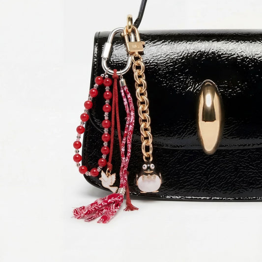 Elegant Minimalist Vintage Oval Geometric Brass Bag Charm with Plated Finish