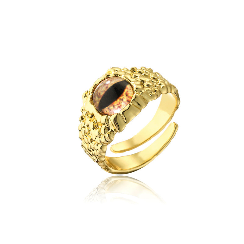 Vintage Bohemian 18K Gold Plated Geometric Brass Ring for Women