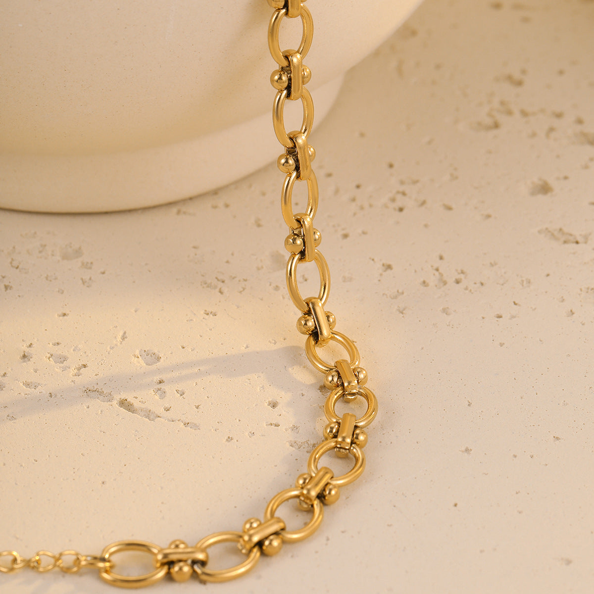 Fashionable Geometric Stainless Steel Bracelet with 18K Gold Plating for Women, Elegant Office-Ready Jewelry