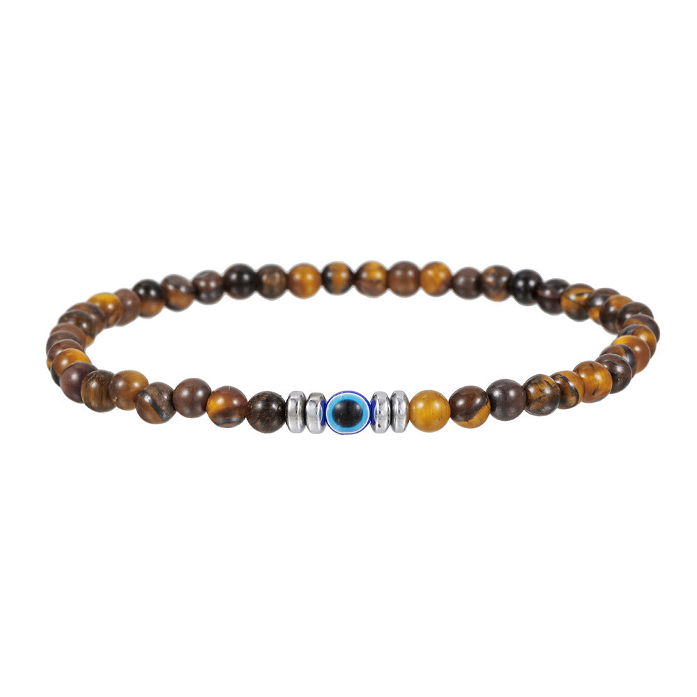 Minimalist Hip-hop Round Matte Agate Hematite Volcanic Stone Beaded Bracelet Unisex