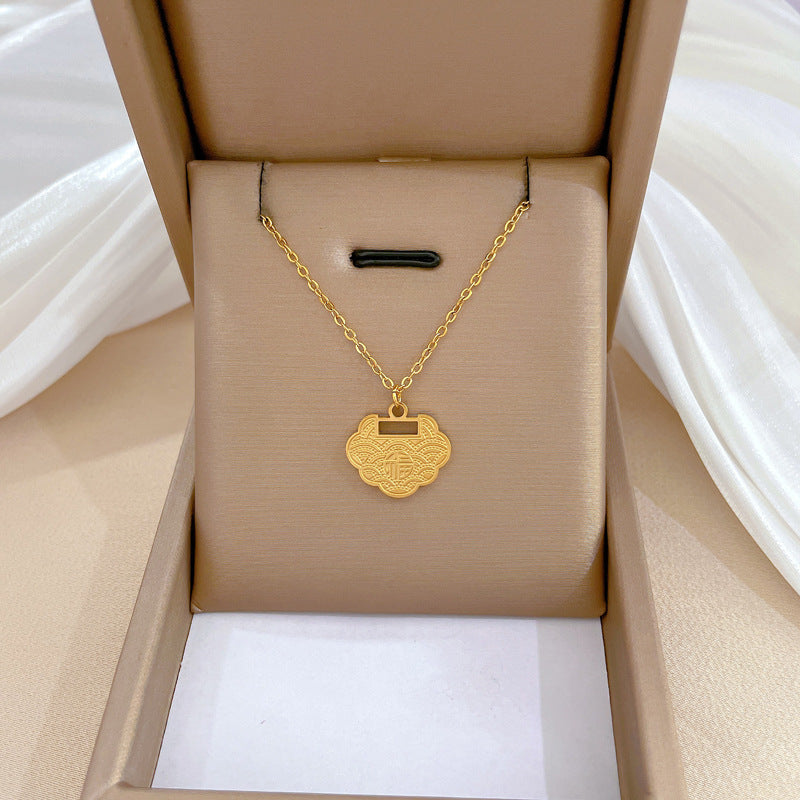 Collana in Acciaio al Titanio Placcato con Design Geometrico Minimalista e Catena Irregolare, Unisex