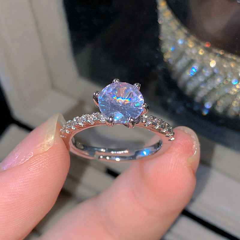 Sweet Elegant Heart Butterfly Brass Ring with Cubic Zirconia Handmade Adjustable
