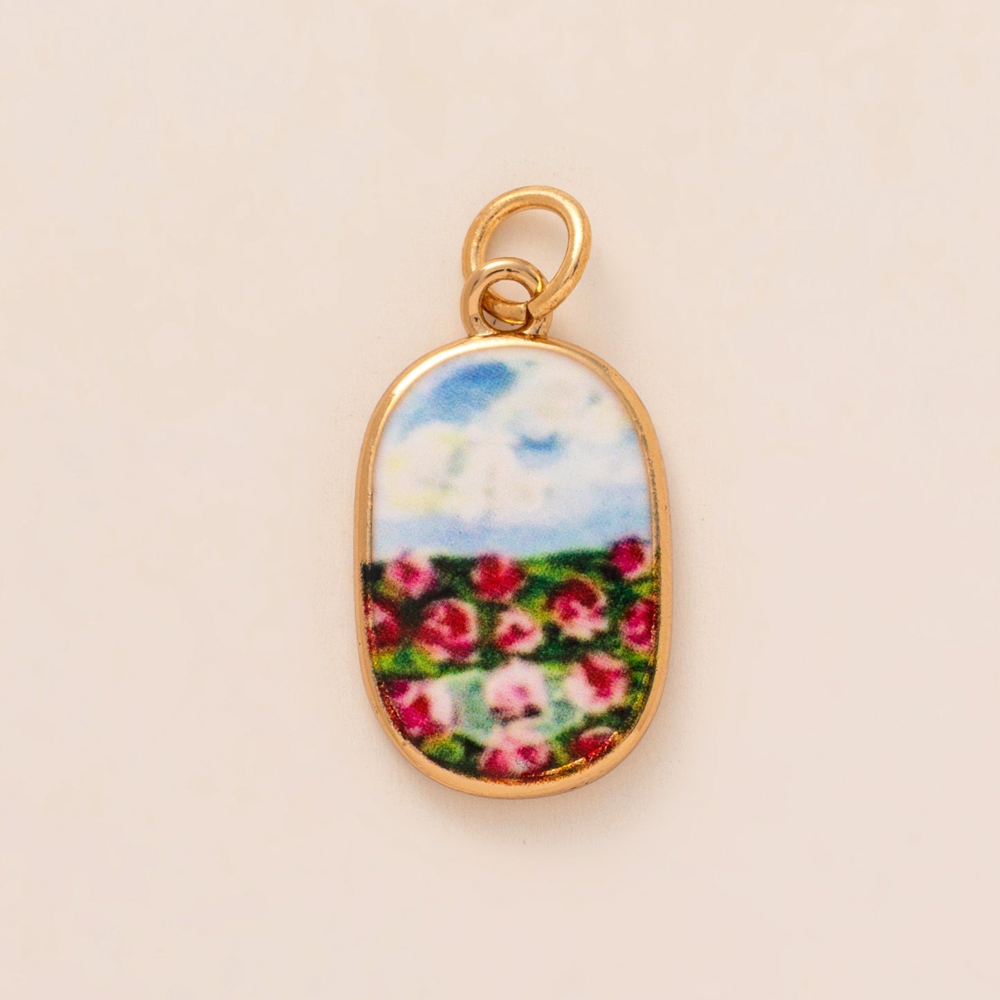 Heart Floral Plated Brass Charm Bar
