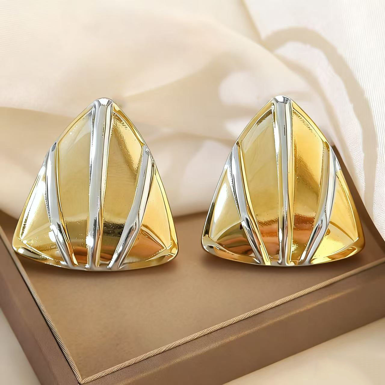 Elegant Casual Triangle Geometric Plated Stainless Steel Earrings for Women