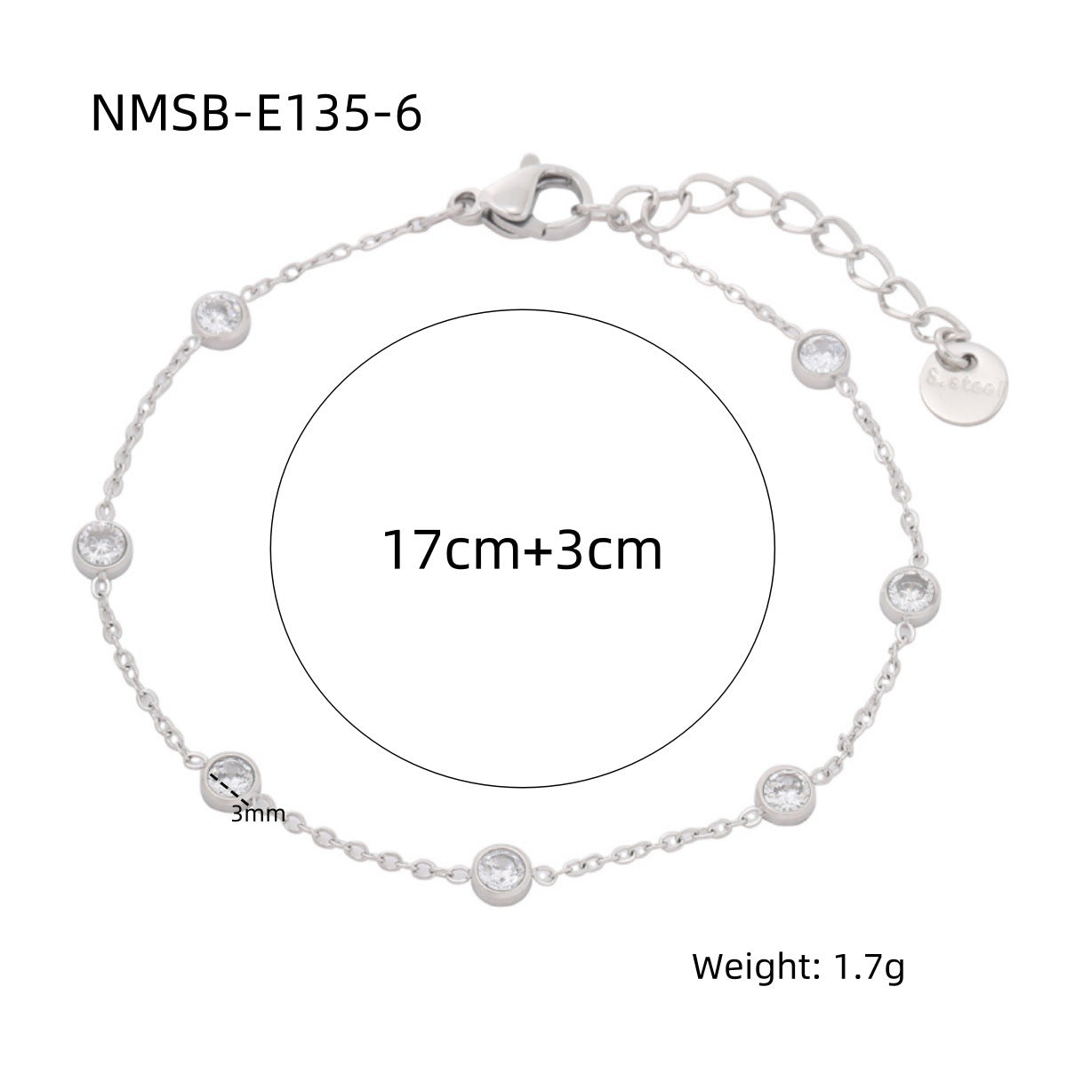Pulsera geométrica redonda minimalista de moda para mujer de acero inoxidable con acabado en oro de 18 quilates chapado al vacío e incrustaciones de pedrería de colores
