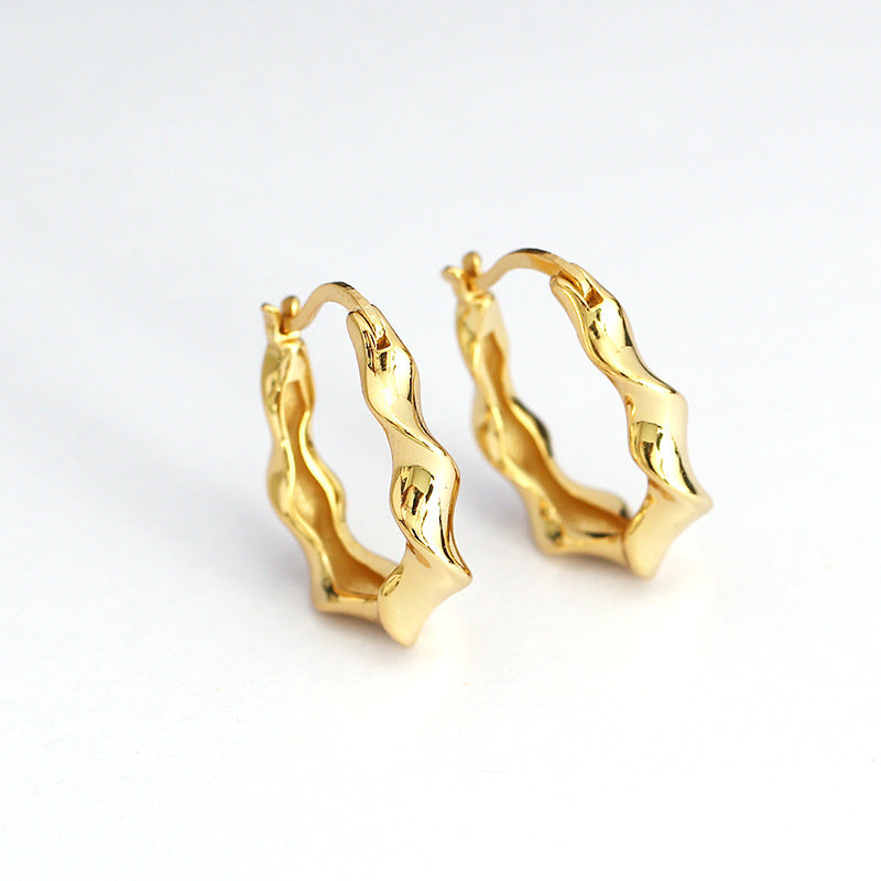 Orecchini a Cerchio Geometrici alla Moda da Donna in Argento Sterling 925 con Finitura Placcata
