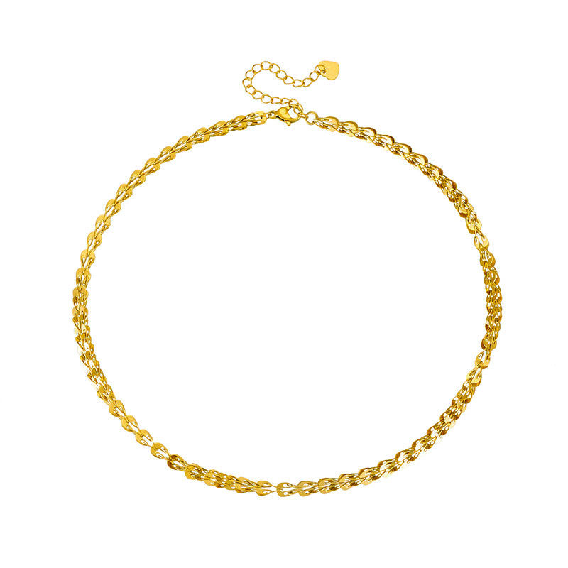 Minimalist Retro Gold-Plated Stainless Steel Feather Tail Necklace for Women