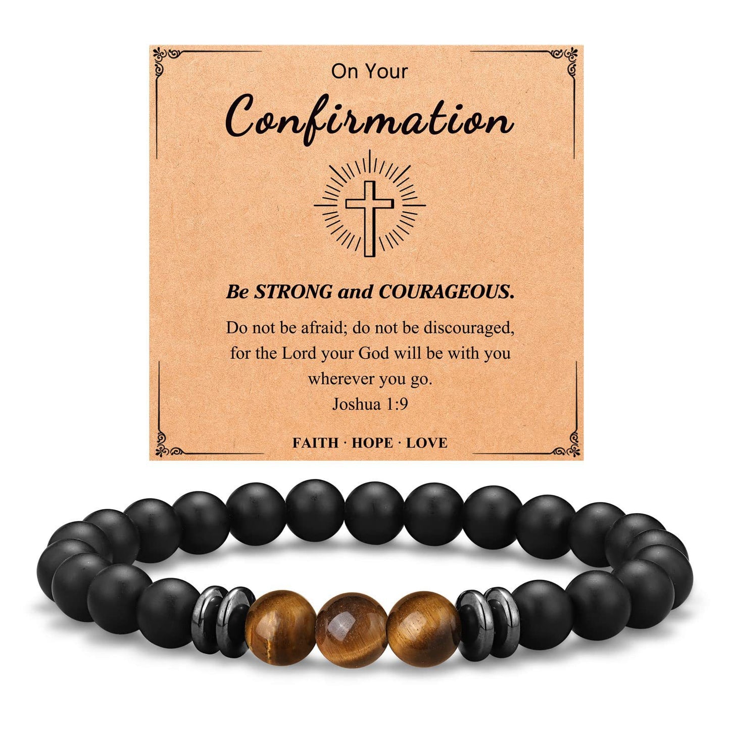 Men's Hand-woven Matte Tiger's Eye Geometric Bracelet with Magnetic Spacer