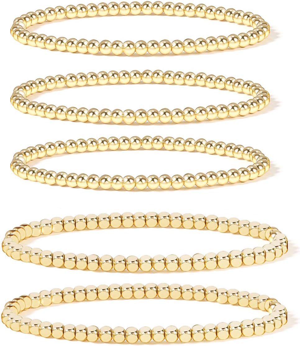 Bohemian Minimalist Geometric Plated Alloy Cuban Link Chain Pearl Bracelet Set for Women