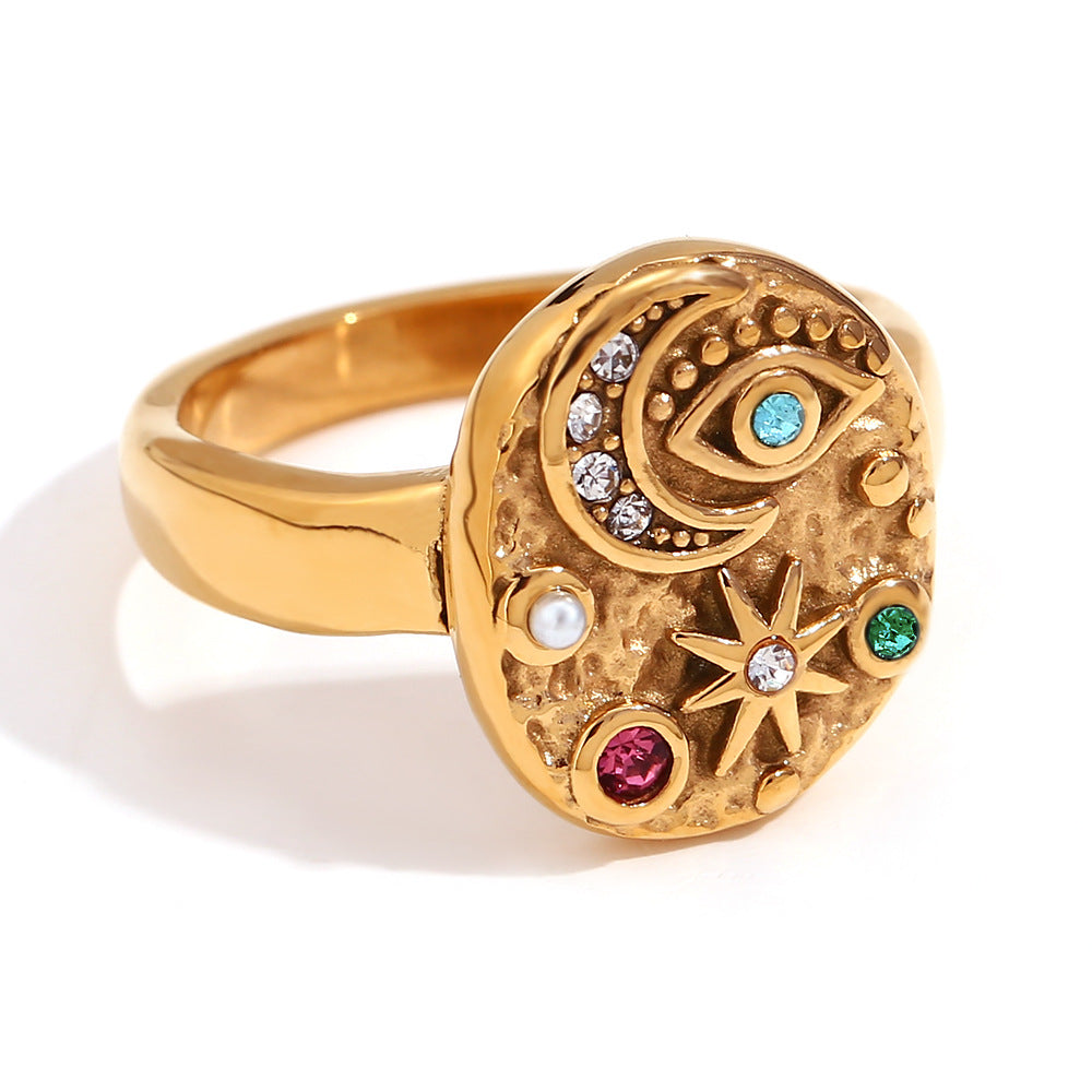 Anello minimalista geometrico in acciaio inossidabile con placcatura in oro 18 carati da donna